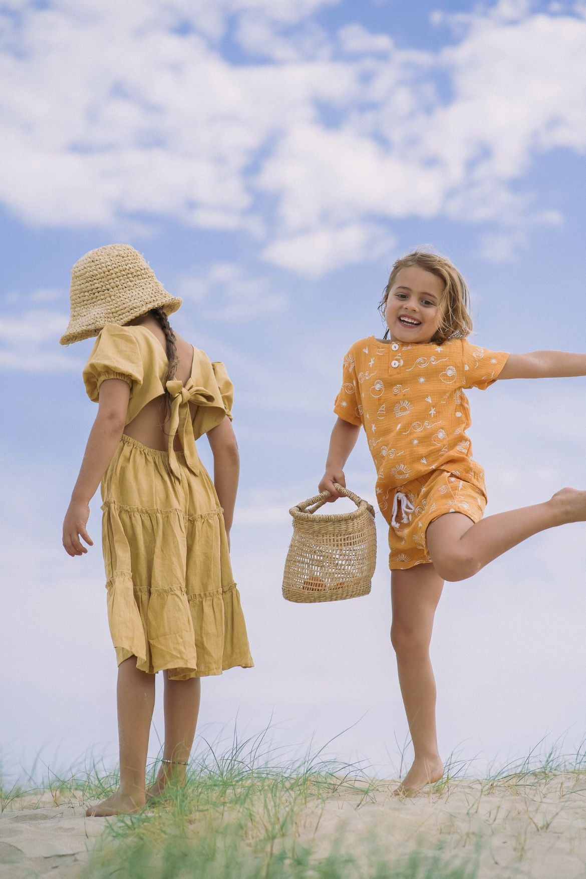 Little Ease - ocean inspired cotton matching children's set with shells and waves for kids, made for summer. 