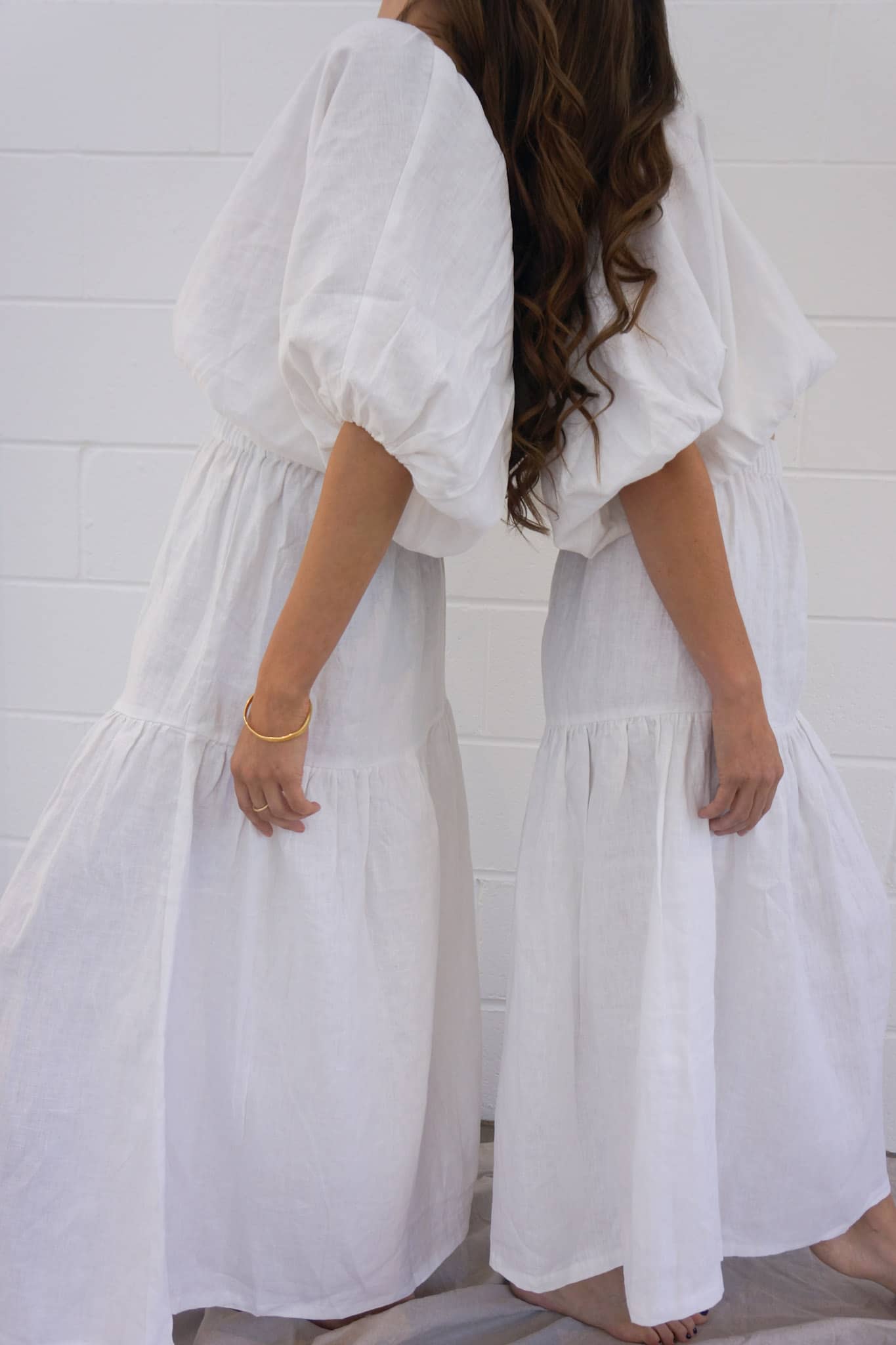 The Ease Label - Zephyr Skirt - Tiered Maxi Skirt in white linen