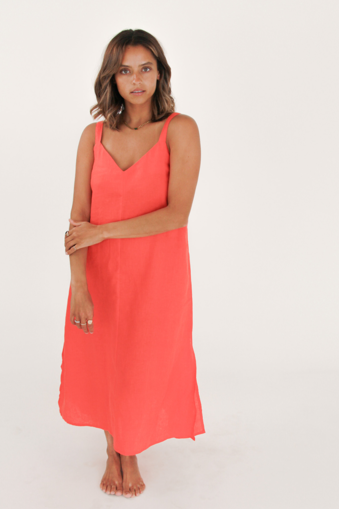 IMOGEN SLIP DRESS - tangelo